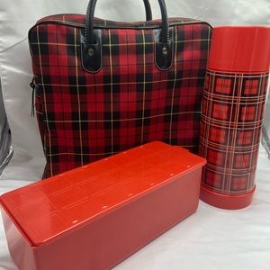Vintage Aladdin Picnic Set Plaid Bag Thermo & Box
